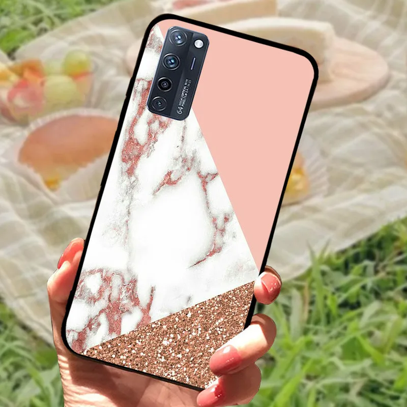 Enhanced Silicone Soft Marble Black Bumper Protective Case Cover