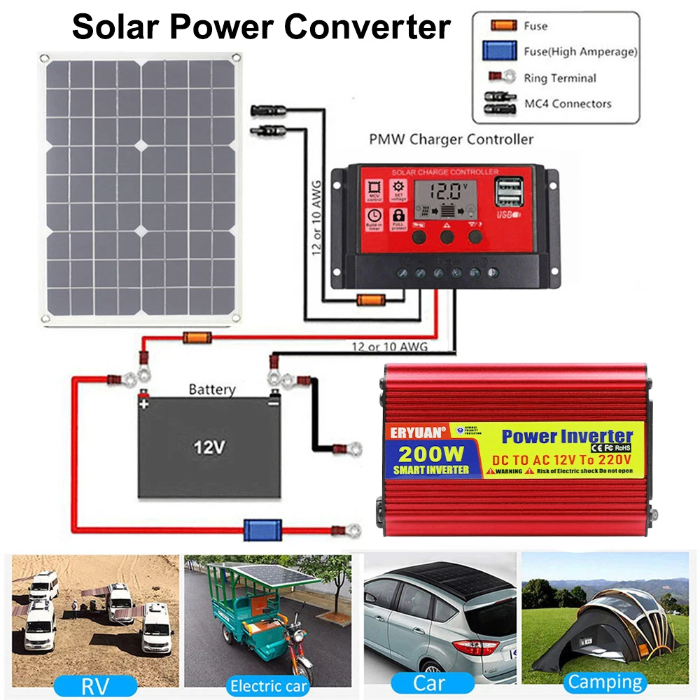 차량용 파워 인버터 DC 12V to AC 220V USB 충전 포트 포함 범용 AC 소켓 DC AC 컨버터 시거 라이터 플러그 클립 어댑터
