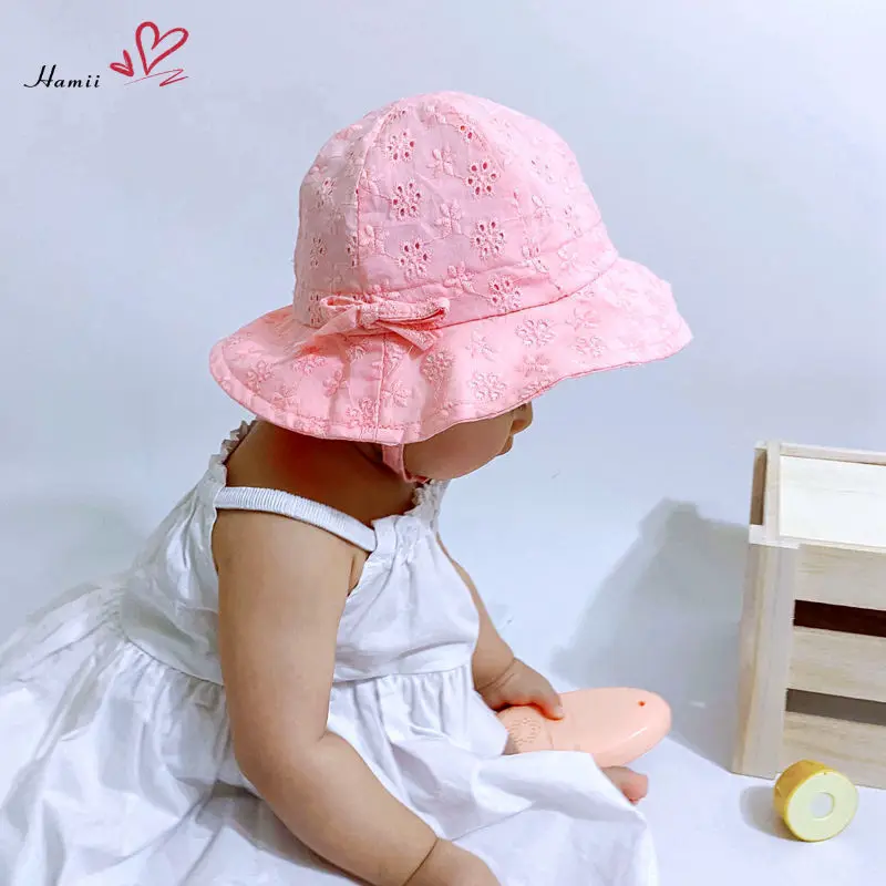 

Cute Baby Hats Summer Spring Autumn Girls Lace Bowknot Fisherman Hat Baby Sun Hat Kids Sun Caps Outdoor Infant Sunscreen Cap
