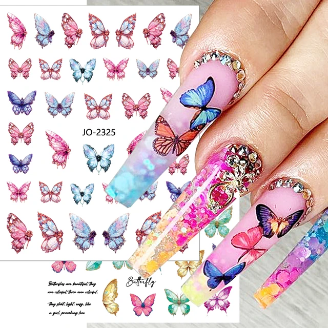 Bcloud Embossed Nail Sticker Exquisite Lace Flower Butterfly Pattern DIY  Design 5D Nail Transfer Sticker Decal for Wedding - Walmart.com