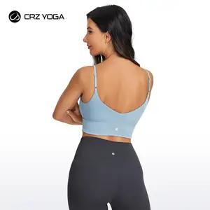 CRZ YOGA Womens Strappy Longline Sports Bra - Wirefree Criss Cross Padded  Crop Tank Top Workout Yoga Bras - AliExpress