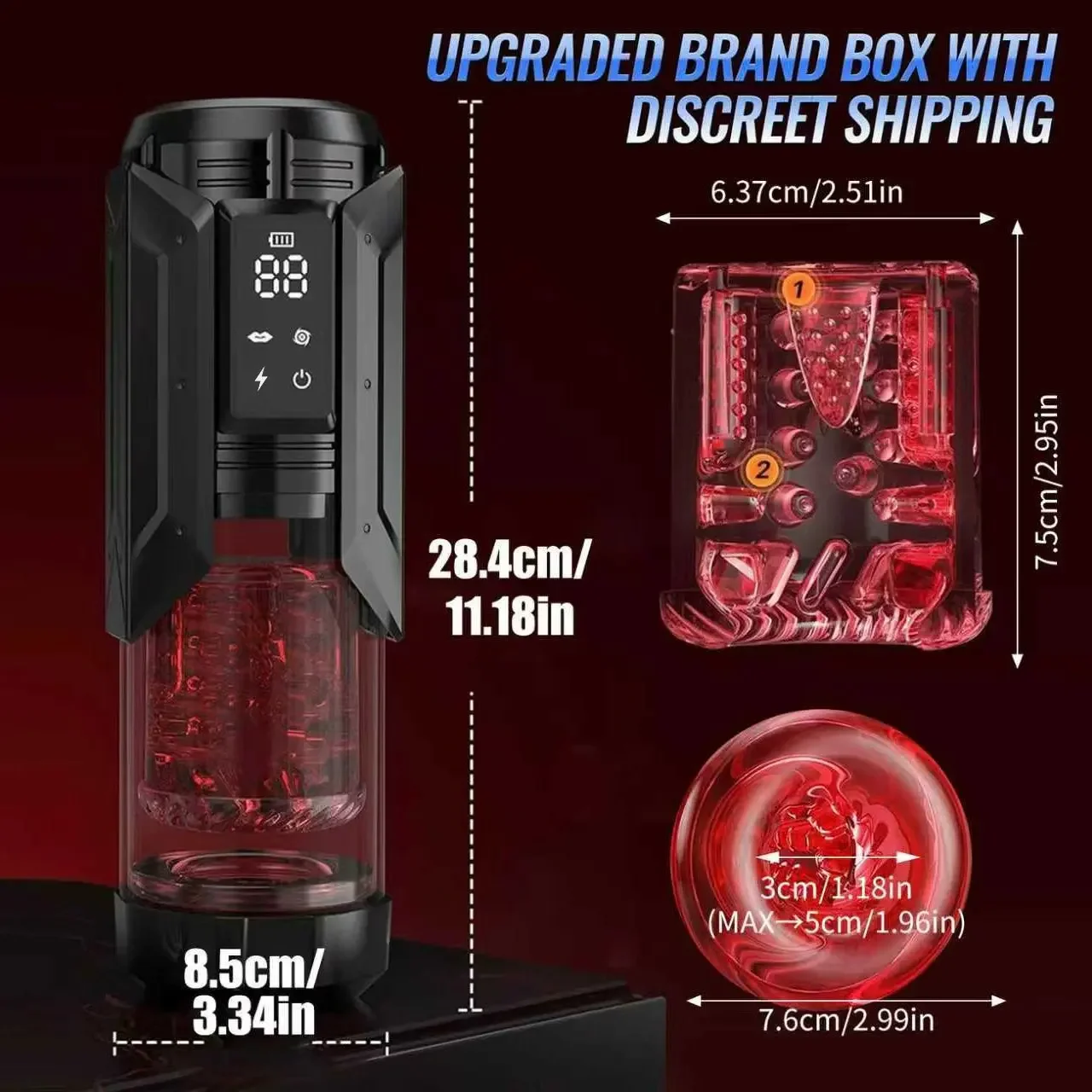 HeartCaptor Electric Male Masturbator Cup with 7 Modes LED Display Rechargeable Silicone Stroker - Details 13