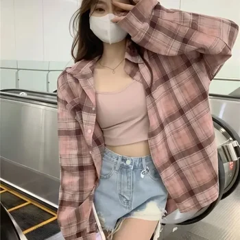 체크셔츠,남방,체크남방,핑크체크셔츠,봄 여성 의류,여자 한국옷,봄블라우스,한국인후기많은옷,한국인리뷰 많은 옷