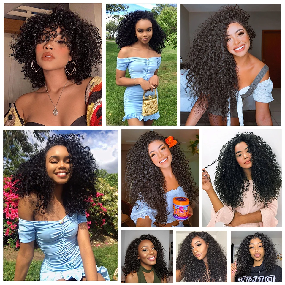 Indian Kinky Curly Hair Bundles 1/3/4 pcs Human Curly Hair Bundes Natural Color 100% Human Weave Bundles