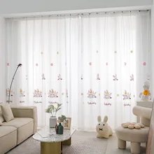 

Customize Nordic Rabbit Cartoon Children's Room Tulle Curtains for Living Room Bedroom Window Sheer