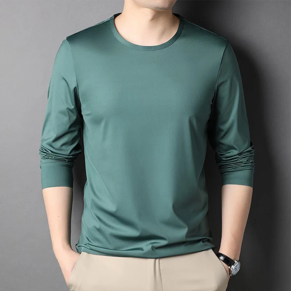 

Men Bottoming Shirt Casual Slim Fit Long Sleeve T-Shirt Autumn Seamless Undershirt Blouse Muscle Top Workout Tee Baselayer Tops