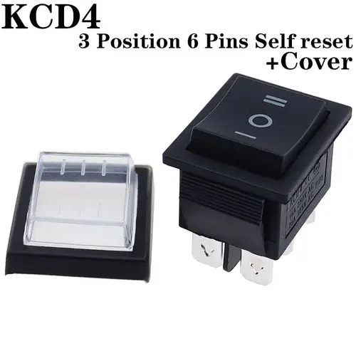 1PCS KCD4 25X31mm Black Rocker Switch 6 Pin 3 Position ON-OFF-ON Double Reset/Latch Switch 16A 250V 20A 25A 125VAC - Image 10
