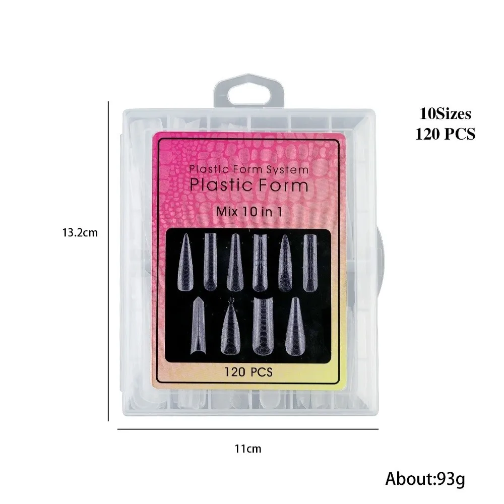 120pcs New 10in1 Nail Forms Snake Pattern Clear Extended Armor Model Quick Building DIY Nail Extension System Manicure Tools