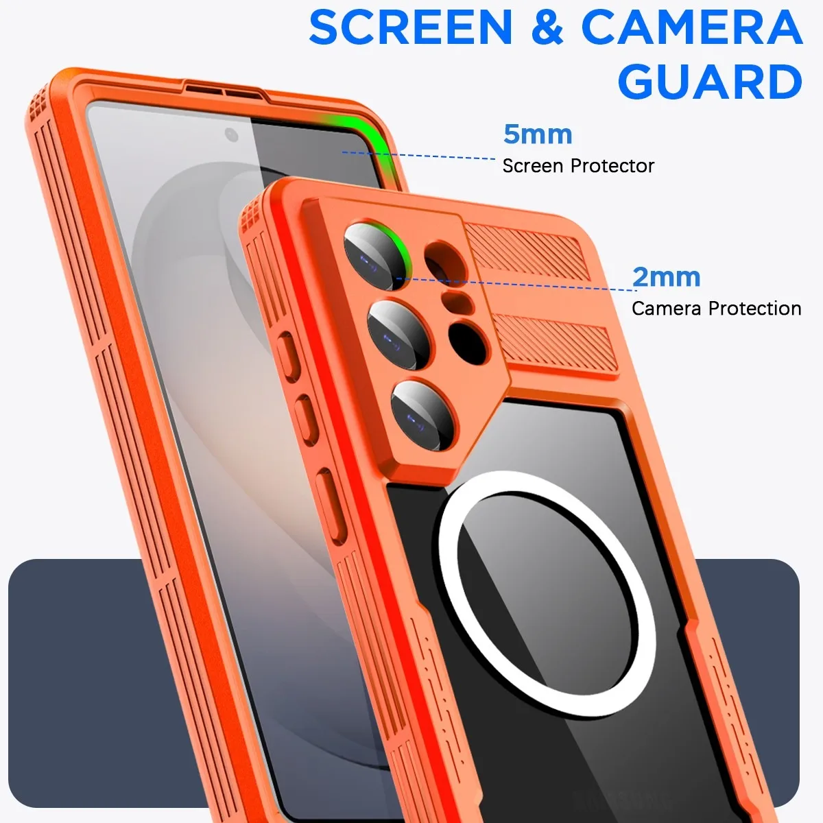 Enhanced Waterproof Magnetic Shock-Absorbent Case with Screen and Lens Protection