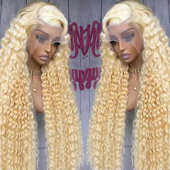 30 32 Inch 613 Loose Deep Wave 13x6 HD Lace Frontal Wigs Curly Brazilian Human Hair Honey Blonde Water Wave Lace Front Wigs 1