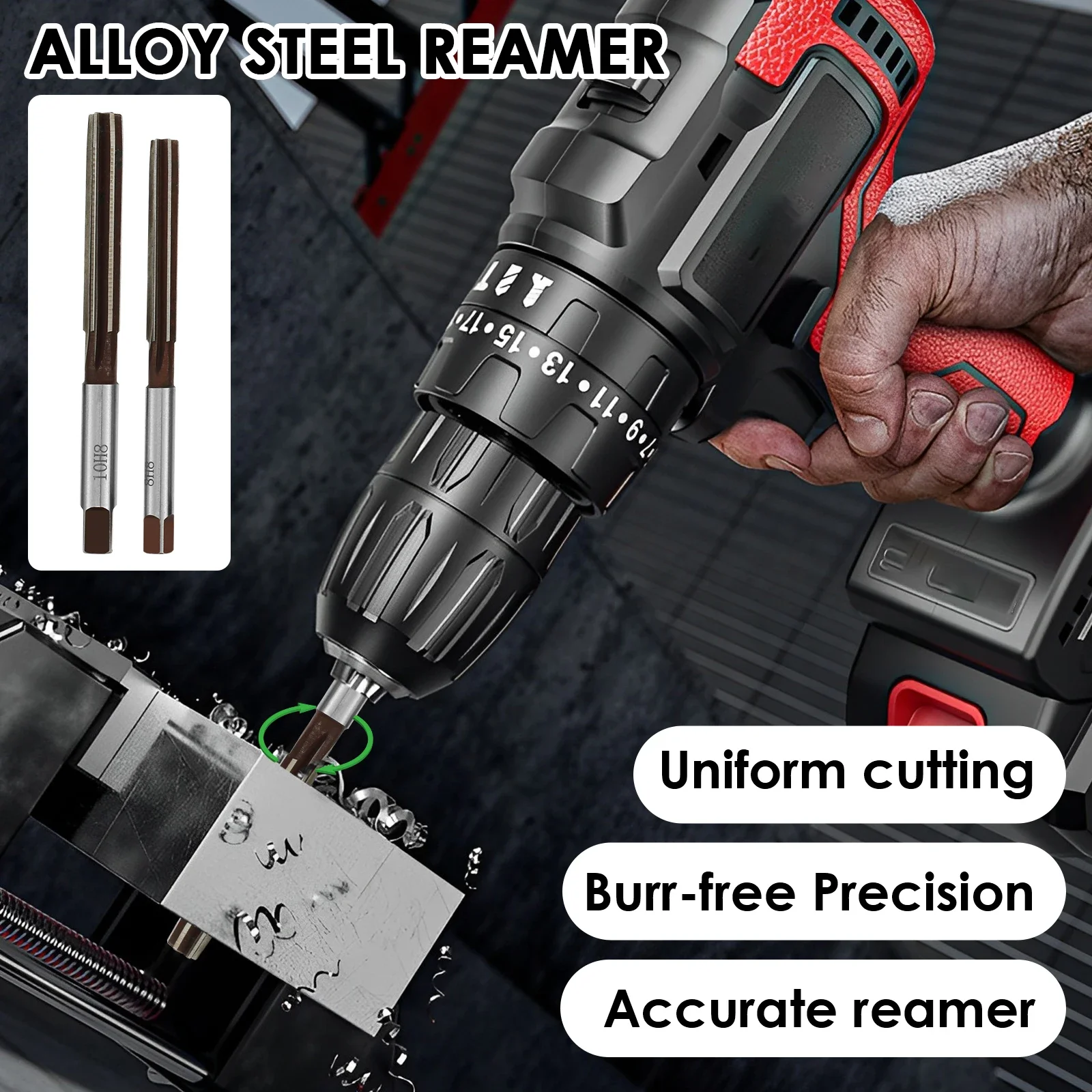 11Pcs Hand Reamer Set Alloy Steel Reamer Tool H8 Accuracy Straight Shank Milling Cutter Tool Hand Milling Cutter Tool Reusable