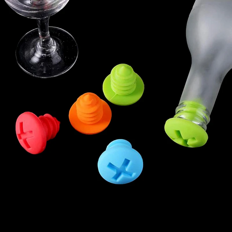 1pcs Silicone Wine Stopper Screw Shape Wine Bottle Cap Creative Accessories Home Party Use Food-grade Kitchen Gadget