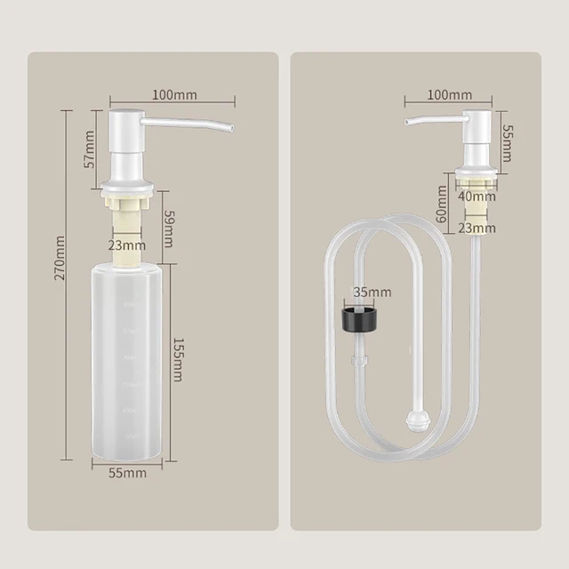 นํากลับมาใช้ใหม่ห้องครัวจานเครื่องจ่ายสบู่เหลวเคาน์เตอร์Built-in Designคอนเทนเนอร์สบู่กดสบู่Liquidพร้อมหลอดขยาย 3