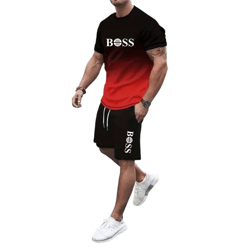 Sports Suit Sports Set Tracksuit Set Outdoor Suit Set Shirt and Shorts Set Hawaiian Shirt and Shorts Set Men Denim Jacket Pants Set Men's fashionable sportswear summer wear men's fitness wear short sleeved T-shirt and shorts quick drying 2-piece set
