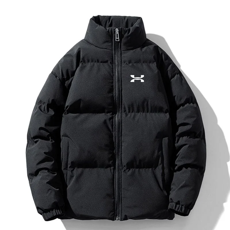 Men's new winter trend brand thickened cold-proof bread warm retro stand-up collar solid color cotton jacket