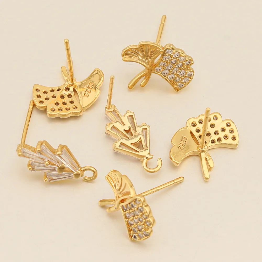 

WHSOK 20Pcs Genuine Gold Plating/Hand Made DIY Earrings Stud/DIY Making/Jewelry Findings & Components/Multi Designs/CZ Stone