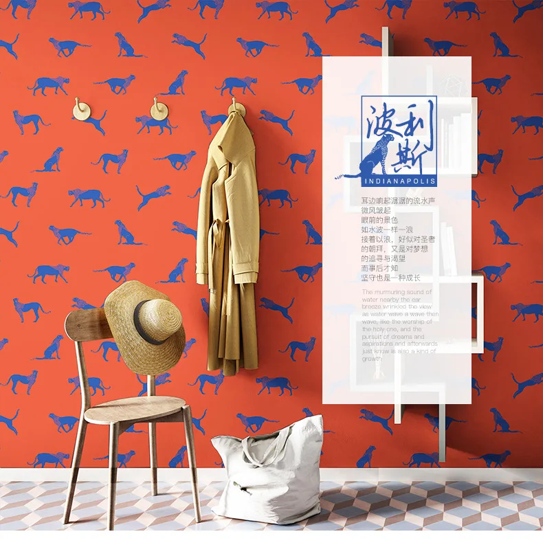 

Обои в скандинавском стиле ins, ягуар, серый, красный фон для гостиной, Настенные обои для магазина одежды, бара