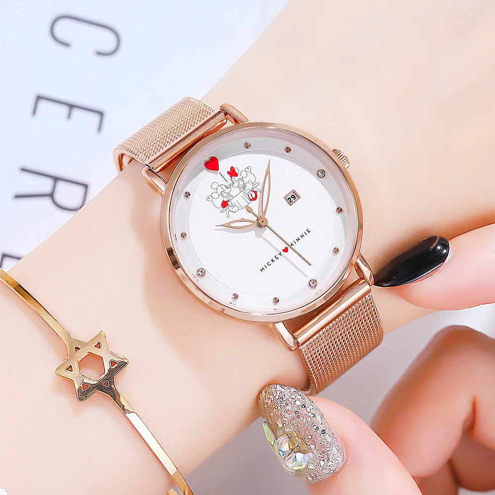 Montre Femme Disney Mickey Minnie - Rose Doré & Cœurs