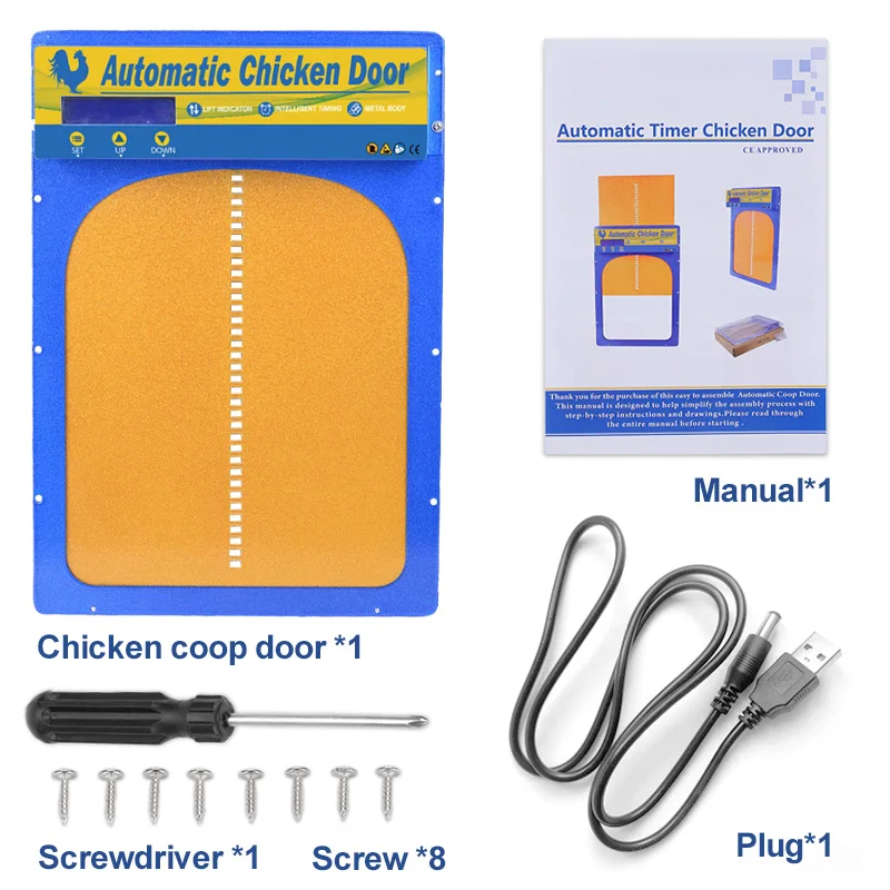 

Timer Automatic Chicken Coop Door Opener Recharge/Battery-powered Self-Locking Opening Kit Waterproof Poultry Gate Electric Door