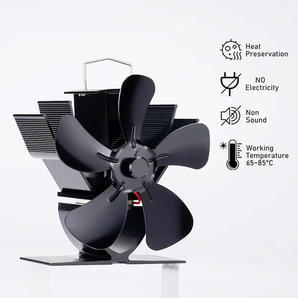 5 Blade Heat Powered Stove Fan Fireplace Fan Mini Fireplace Fan Log Wood Burner Eco-fan Quiet Fireplace Heater Efficient Heat Distribution