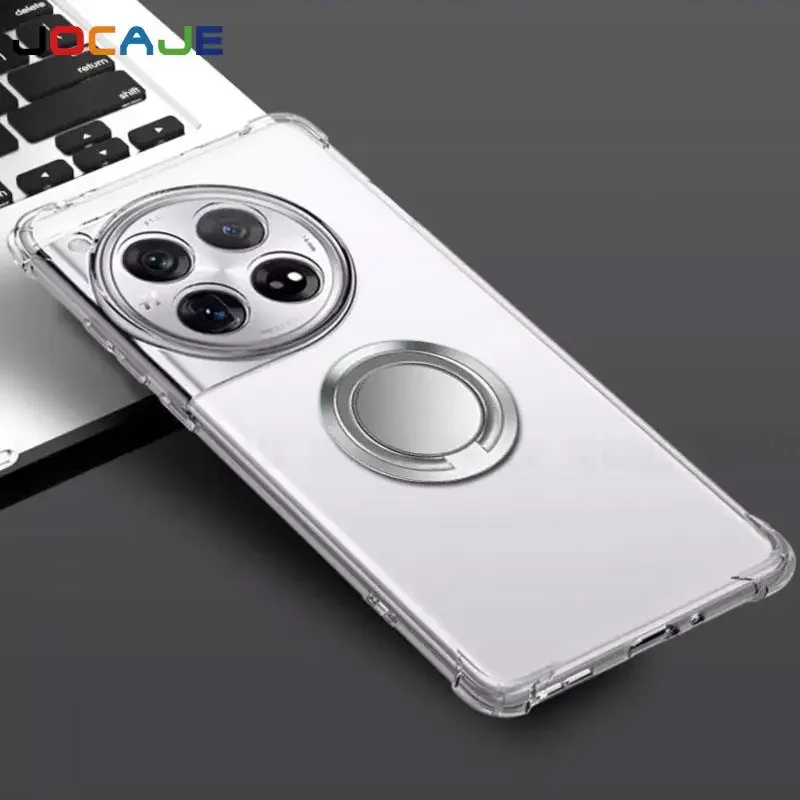 Clear Soft Silicone Phone Case with Ring Holder and Airbag Shockproof Protection