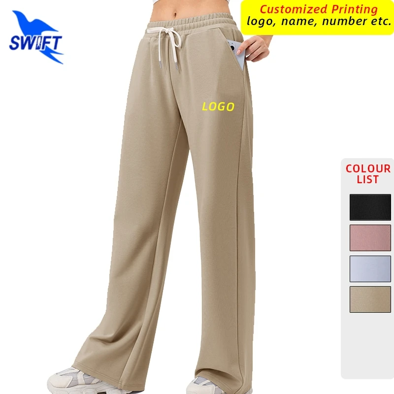 Customize Loose Breathable High Waist Casual Sports Pants Drawstring Gym Fitness Trousers Quick Dry Running Jogging Bottoms