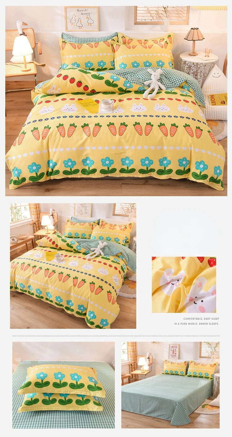 2022 Japan Style Plaid Pattern Bedding Set Queen King 100% Cotton Bedding Set Duvet Cover Set with Sheets Quilt Cover Pillowcase
