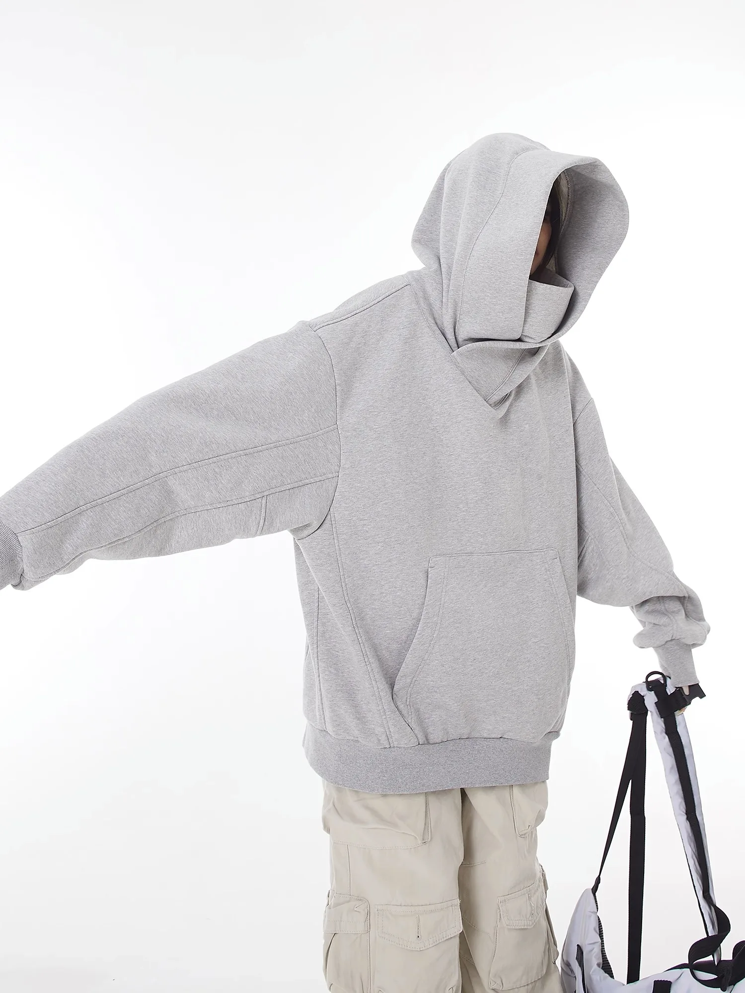 Fashion Commuter All-Match Retro Women's Hoodie Autumn and Winter Fleece-Lined Thick Solid Color Loose Hooded Sweatshirts