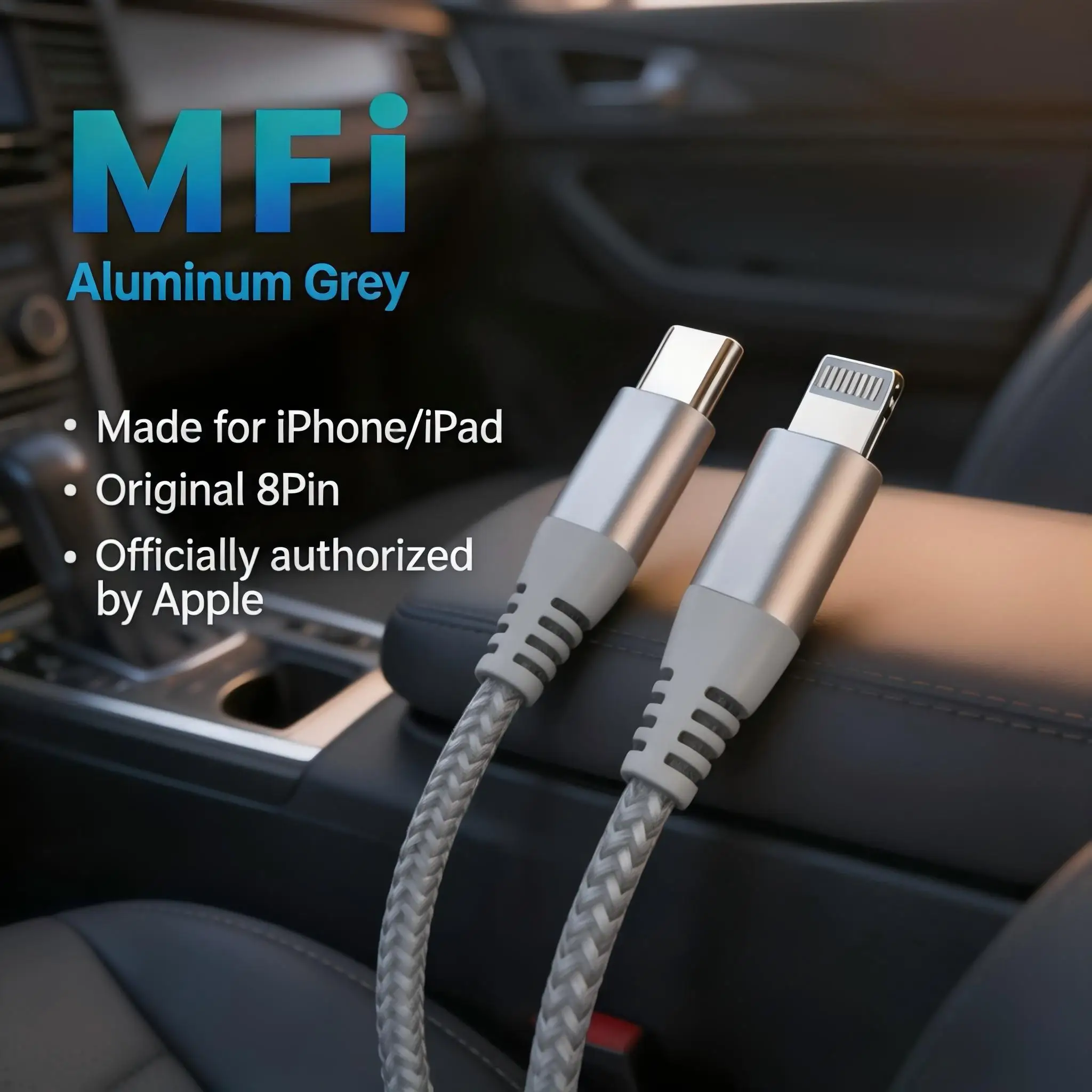 MFI Certified Fast Charging USB-C to Lightning Nylon Braided Cable, 20W Durable Power and Data Transfer Solution