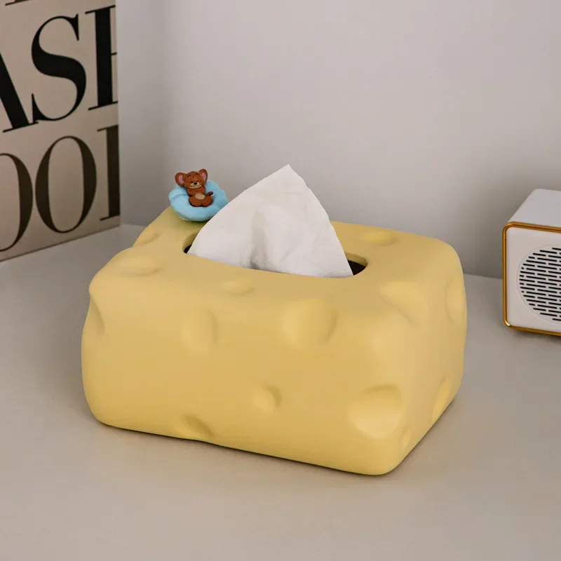 Cheese Creative Tissue Box Living Room Napkin Box Paper Light Luxury High-end Desktop Ceramic Paper tissue box tissue dispenser napkin holder