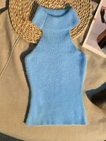 Débardeurs courts sexy Y2K, mode automne 2026, vêtements pour femmes, gilet uni polyvalent, style coréen, sans manches, dos nu, tricoté 2