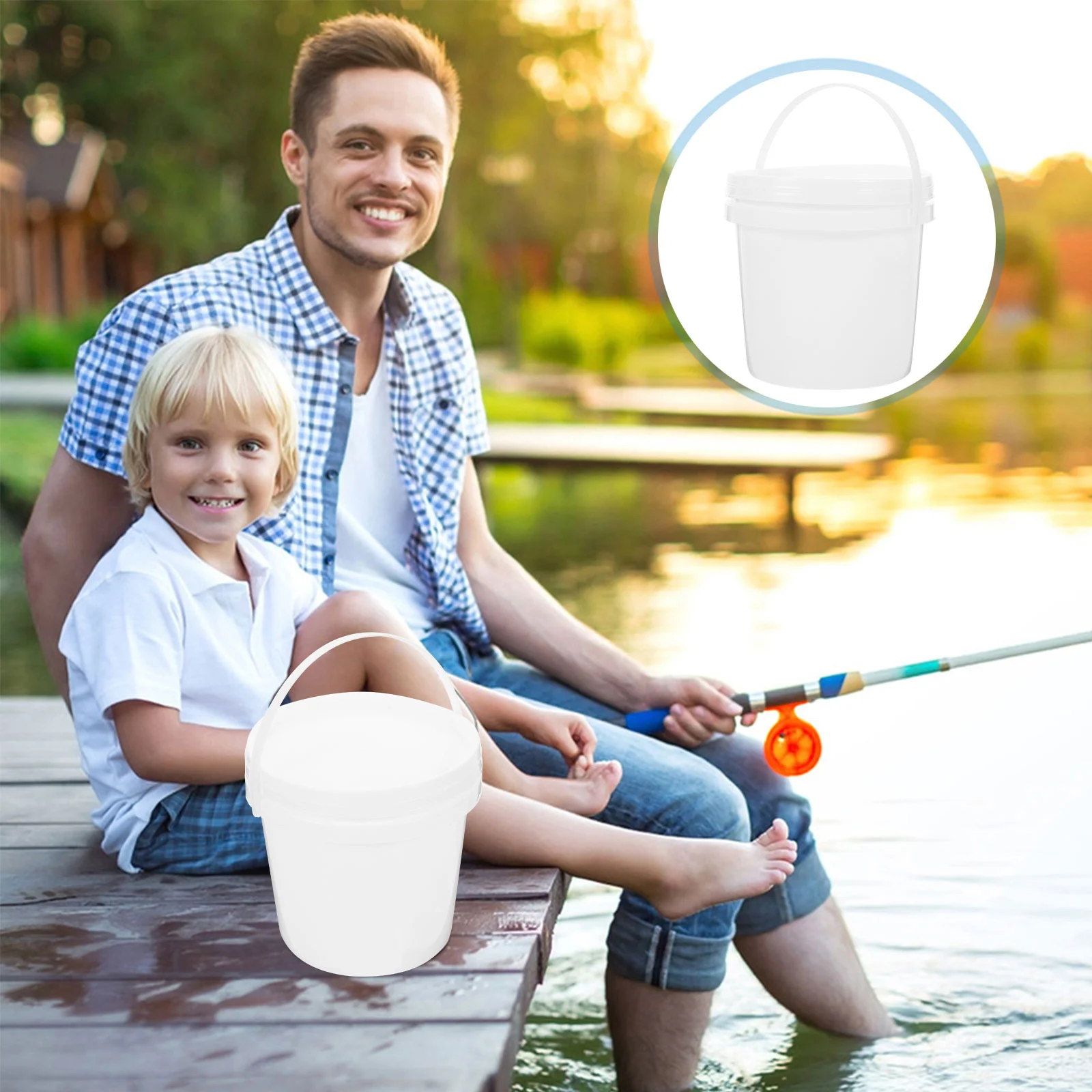 Garage Organization Buckets Pet Food Plastic Barrel Beach Sand Fishing Water Pail with Lid