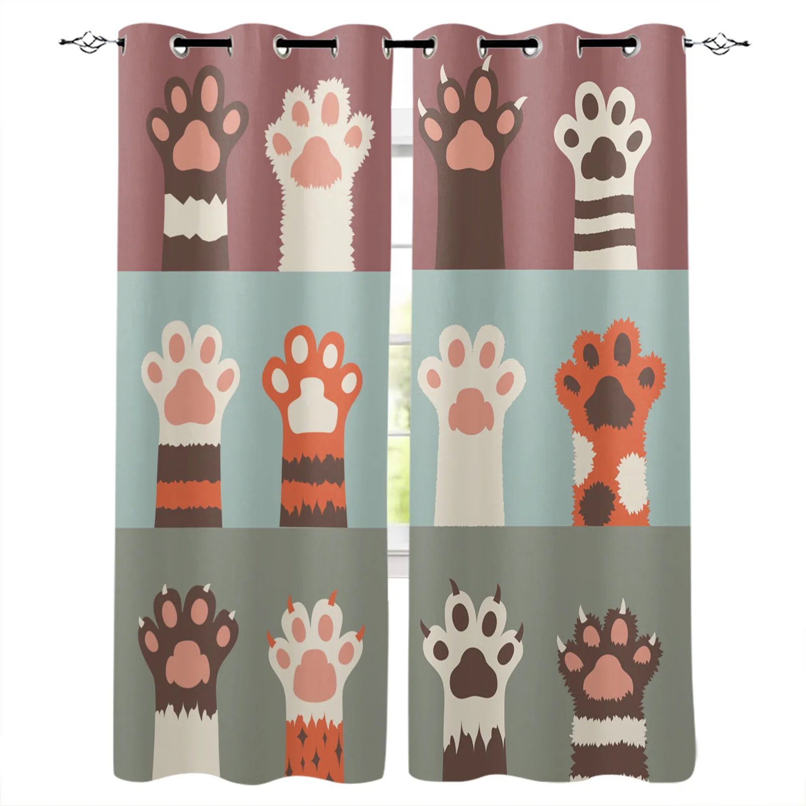

Cat Paw Animal Cartoon Blackout Curtains Window Curtains for Bedroom Living Room Decor Window Treatments