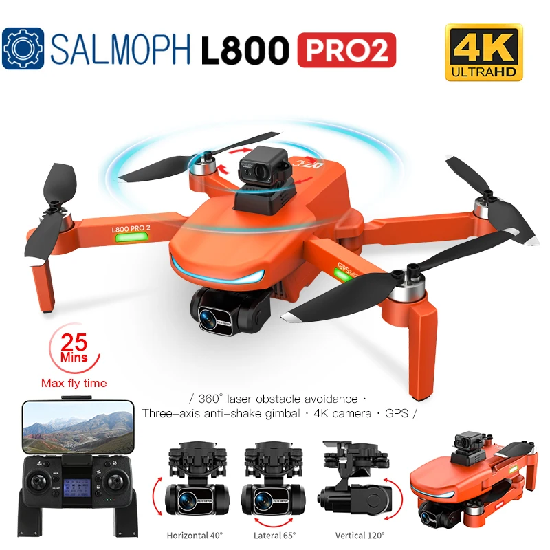 2022 New L800 PRO2 Professional Drone 4K HD Camera GPS 5G WIFI 3-axis Anti-shake Gimbal Brushless Motor Obstacle Avoidance Dron |