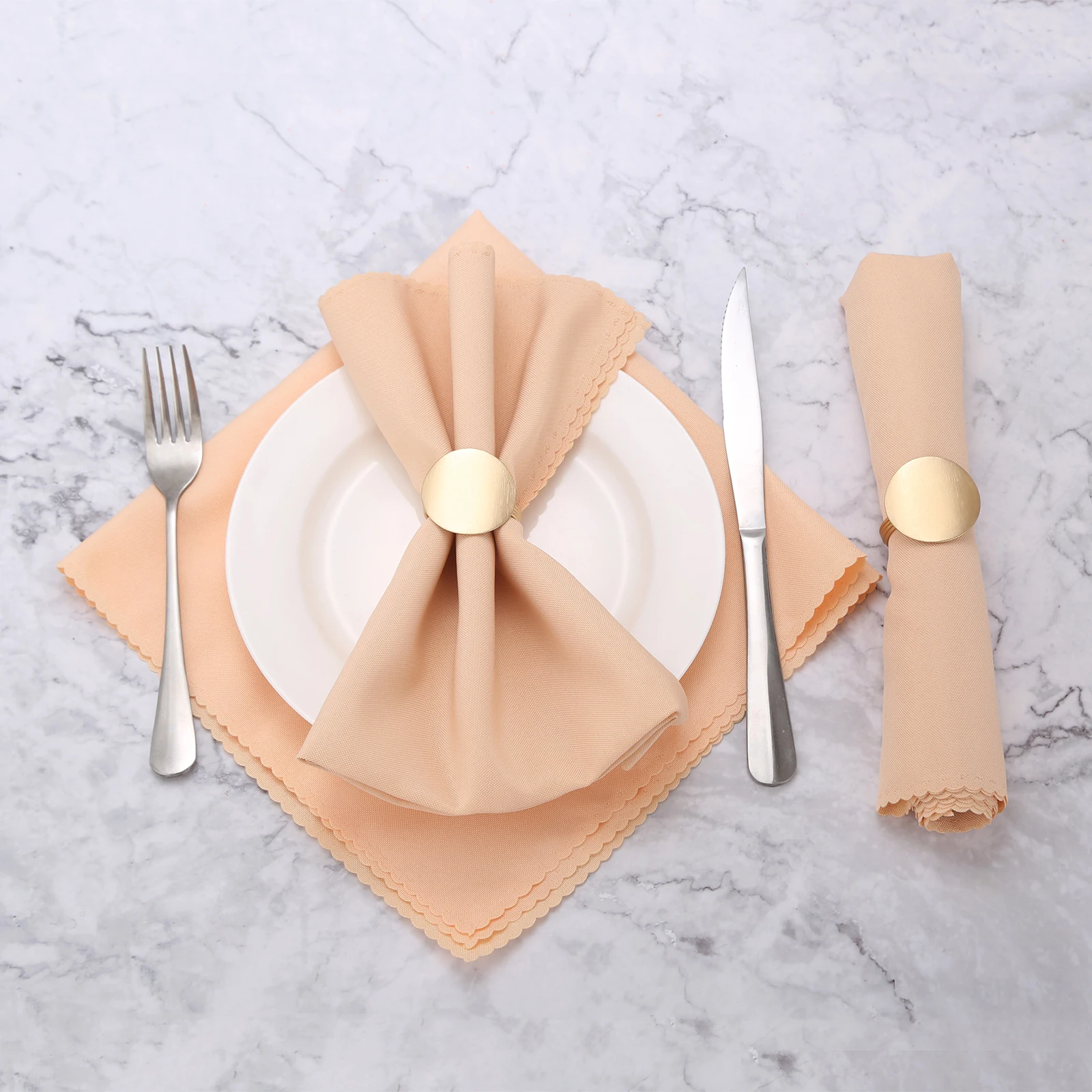 6pcs Napkin Ring Simple Nordic Round Towel HolderMatte Gold Minimalist Metal Button Modern Table Ornament Wedding Party Decor