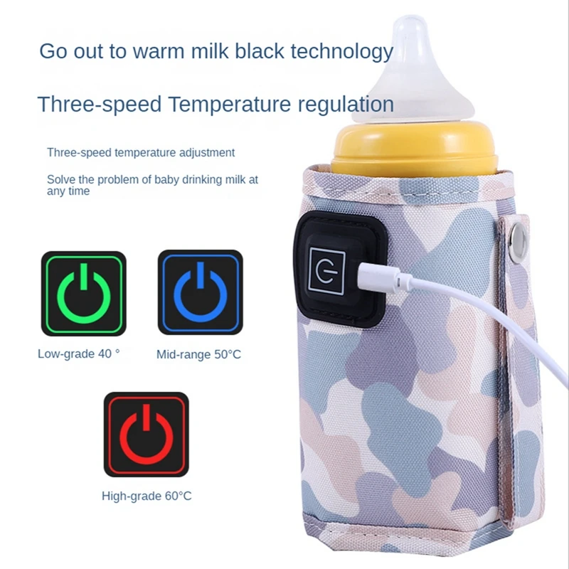 Universal USB Milk Water Warmer Portable Baby Nursing Bottle Heater Camouflage-Black