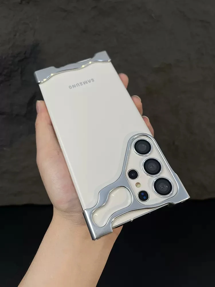 Aluminum Alloy Bumper Phone Shell For Samsung Galaxy S24 Ultra Plus S23 Ultra S24Plus With Lens Film Corner Pad Shockproof Cover