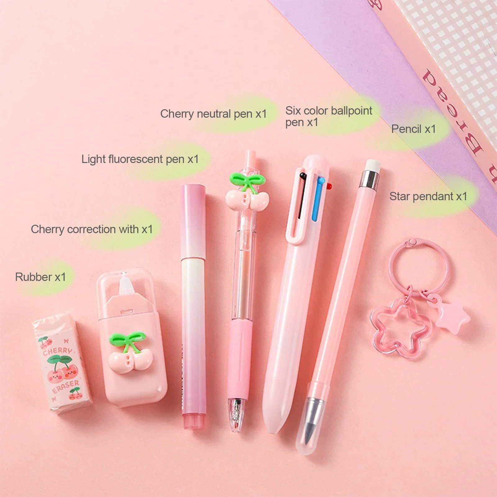 7pcs/set Colorful School Stationary Kits Including Ballpoint Pens Correction Tape Set For Student Learning Supplies - 3