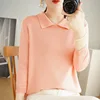 POLO Collar Women's Knitted Sweater Cashmere Blend Autumn And Winter New Solid Color Simple Inner Slimming And Age-reducing Top 5