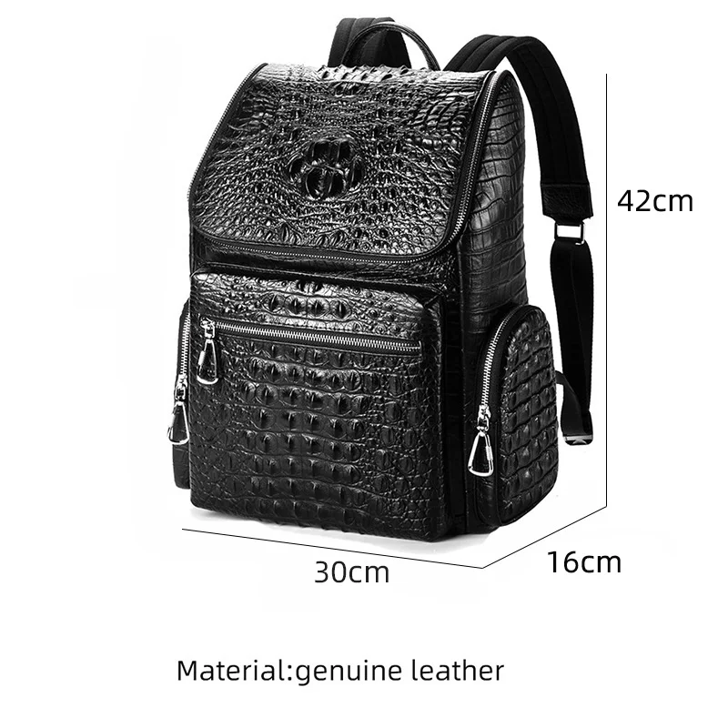 Fashion Alligator Pattern Genuine Leather Backpack for Men Business 15.6 inch Laptop Rucksack School Bag Computer Backpack Bag mens backpack