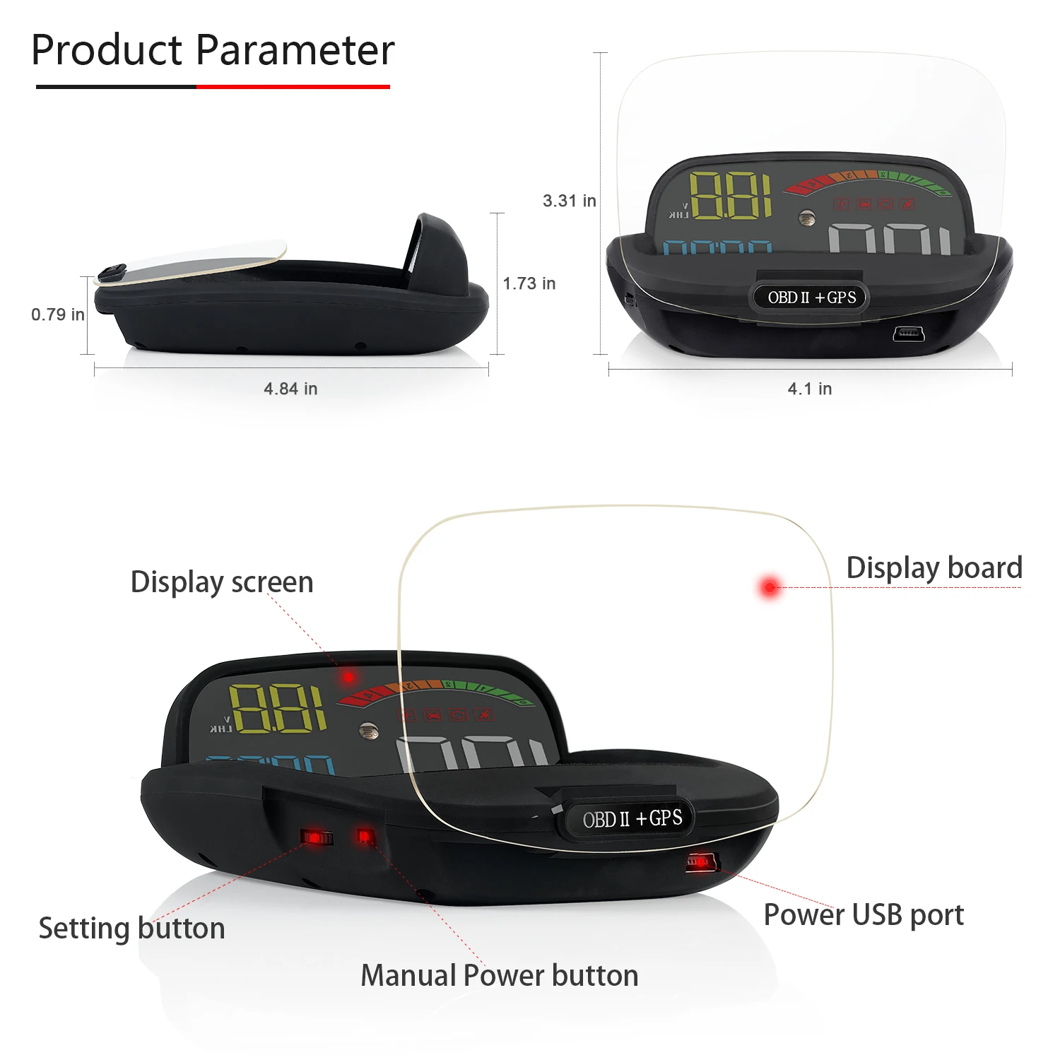 OBDHUD C800 HUD  OBD2 GPS ڵ  ÷, Ʈ  ӵ ÷,   Һ RPM KMH MPH