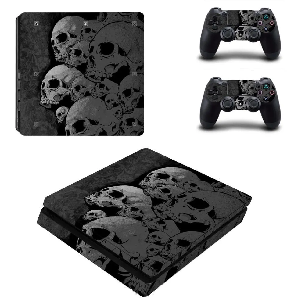 For PS4 Slim Vinyl Sticker For Sony Playstation 4 Slim Console+2 controller Protetive Sticker case For PS4 Slim Accessories 