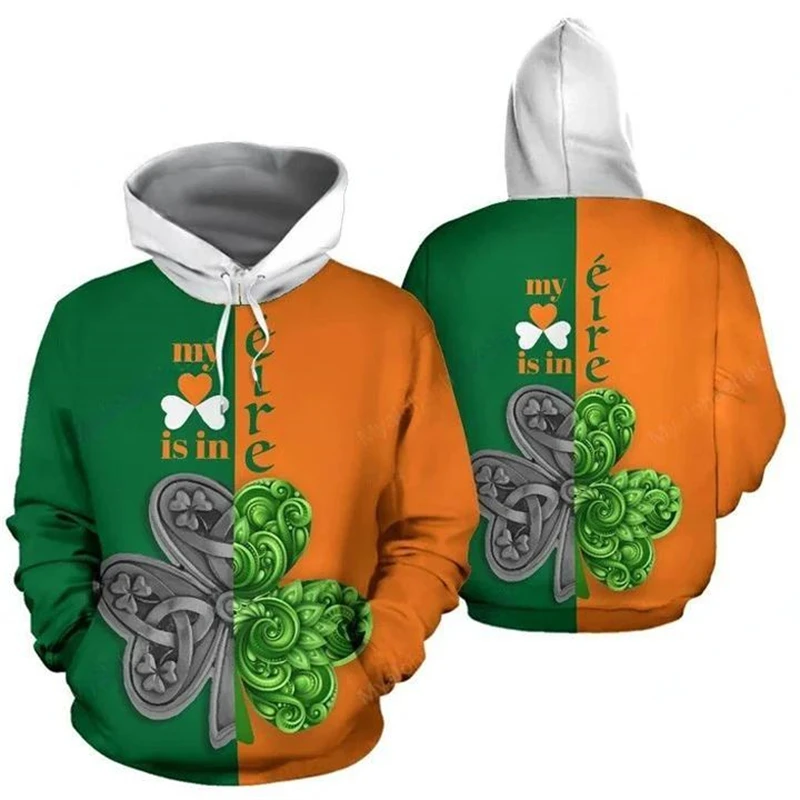 

St Patrick Day Hoodies For Men Clothes Ireland Celtic Knot Sweatshirts Lucky Shamrock Women Hoody Leprechaun Cosplay Kids Tops