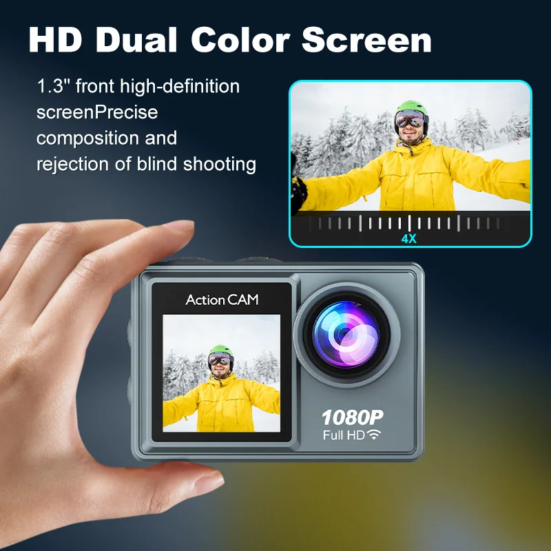 액션 카메라 와이파이 2.0 HD 화면 방수 녹화 캠, 스포츠 카메라 헬멧 비디오 녹화, 사이클링 스키 카메라, 스포츠 캠