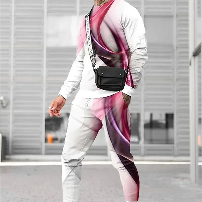 Fashion Sets For Men's Jogging Sportwear 3D Print Tracksuit Outfit Oversize Suit Men Long Sleeve SHirt Trousers Casual Clothes summer oversize men s sets short sleeve chest pockets lapel shirt shorts 2piece tracksuit men clothing loose casual cotton sweat