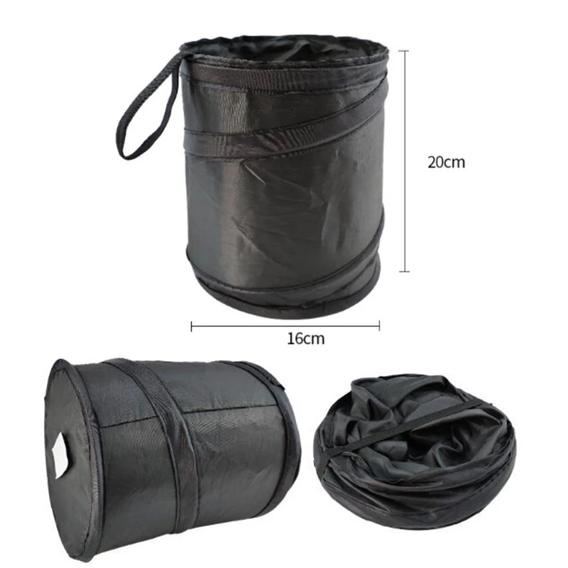 Portable black car garbage bin foldable storage bin multifunctional hanging car storage bag durable Oxford cloth waterproof s car storage bag,car trash can,car trash bag