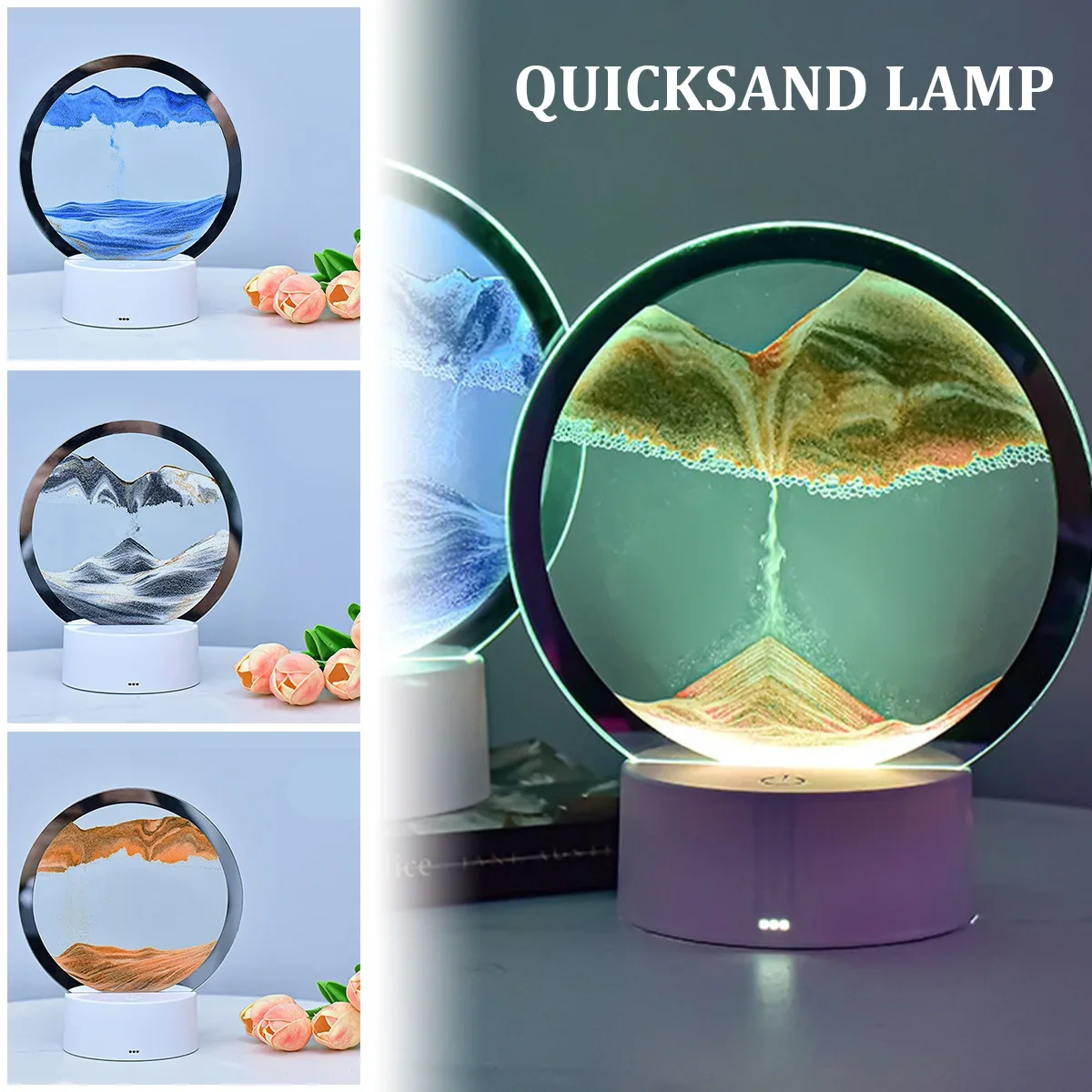 مصباح الرمال المتحركة الإبداعي LED ، ضوء ليلي للمزاج ، ديكور المنزل ، إضاءة حفلة رمضان
