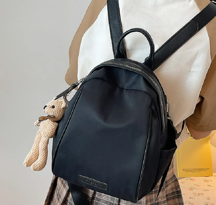 New Women Fashion Korean High Quality Nylon Backpack Casual Lovely Girls School Bag Double Zipper Shoulder Bags Crossbody Bag