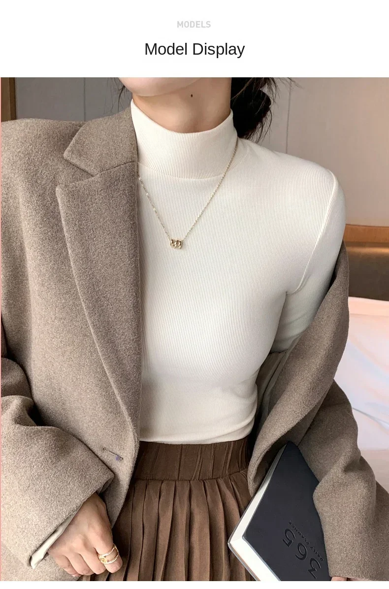 Women Autumn Winter Turtleneck Sweater Vintage Solid Basic Knitted Tops Casual Slim Pullover Korean Fashion Simple Chic Jumpers