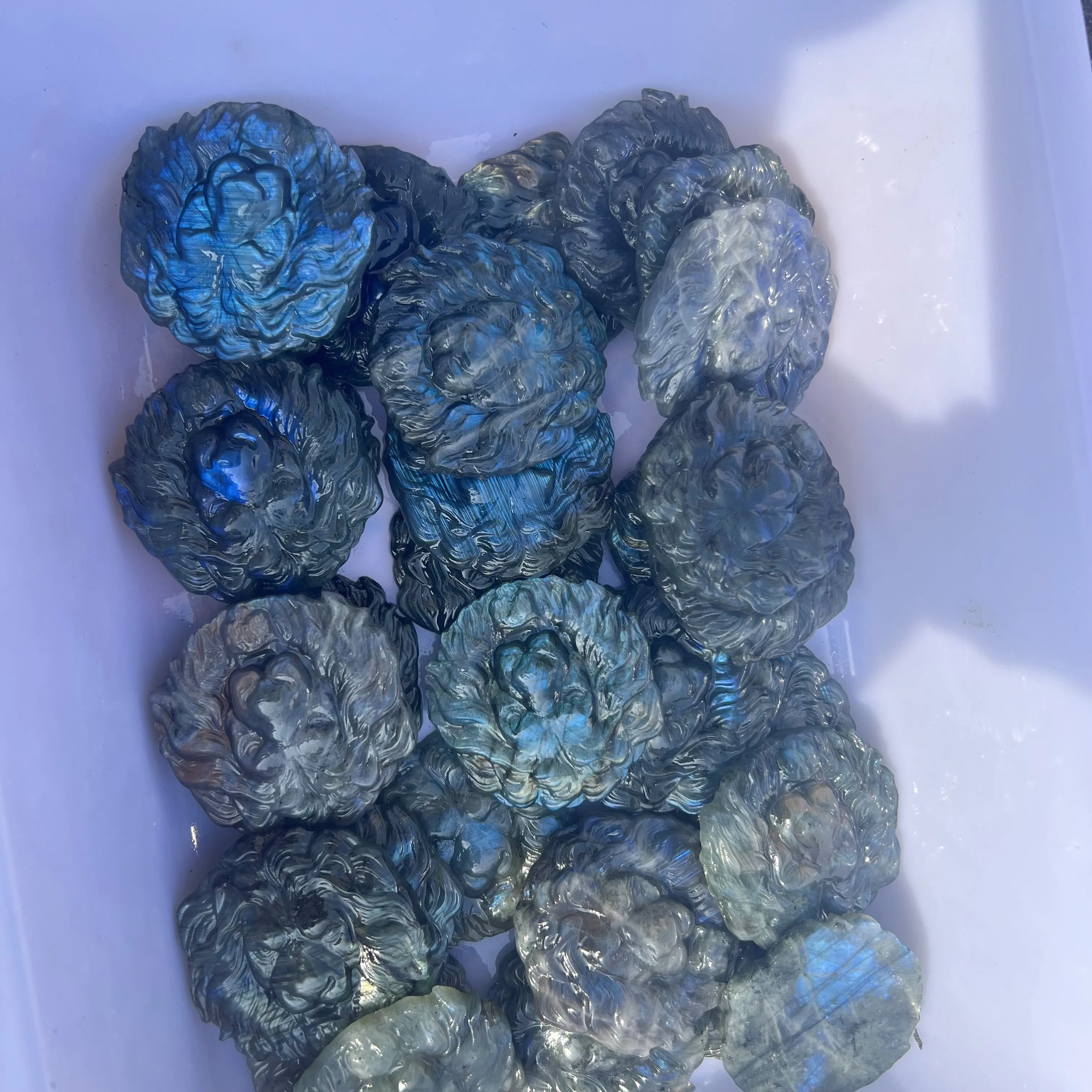 Natural Labradorite Crystal Carved Animals The lion Healing Lucky Gems Gift 4